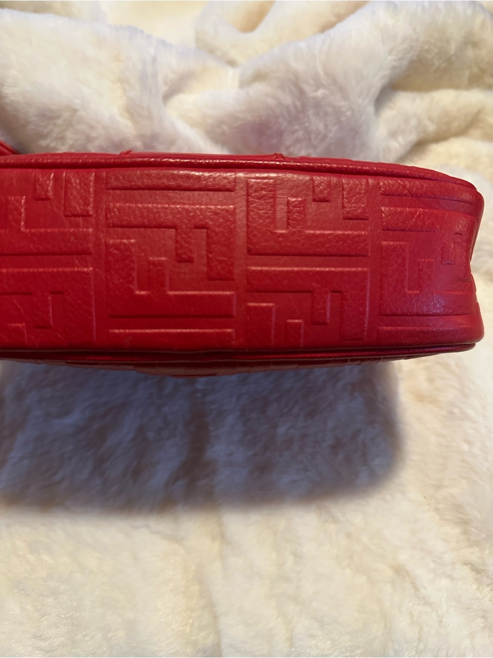 Vintage Fendi Red FF Monogram Embossed Leather Crossbody Camera Bag - Picture 3 of 9